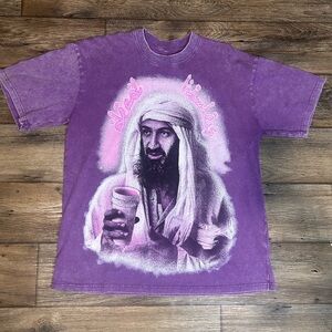 Dead Homies Osama Bin Sippin Purple Graphic Print Men's Tee  Size L